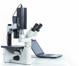 The qMod camera on a microscope